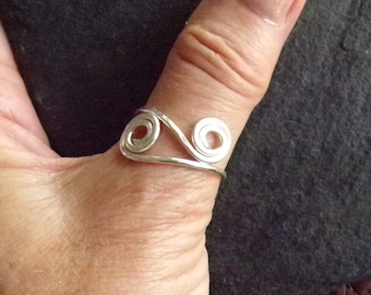 Ring silver ring 16 gauge ring choose your size ring adjustable silver ring simple style swirl pattern hammered texture seamless ring women