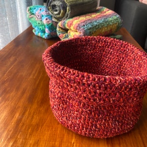 Red Crochet Basket - Small and Tall