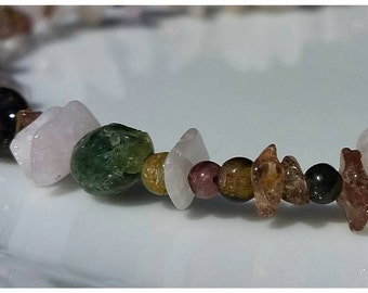 Kunzite, Andalusite Garnet, and Tourmaline necklace.