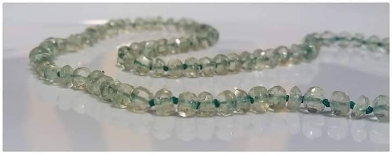 One-of-a-kind aka Prasiolite Rare Grounding Green Amethyst Knotted faceted natural soft lime gemstone necklace ShawnDody Designs.
