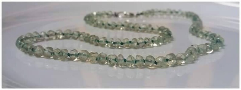 One-of-a-kind aka Prasiolite Rare Grounding Green Amethyst Knotted faceted natural soft lime gemstone necklace ShawnDody Designs.
