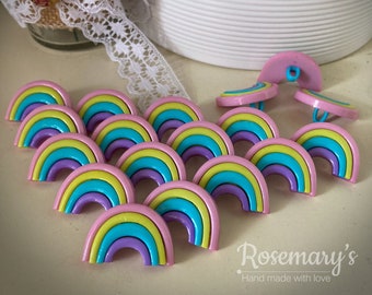 Pastel Rainbow Button 25mm 1inch Nylon by Wonder Buttons. Multibuy / Bulk Buy Discounts!