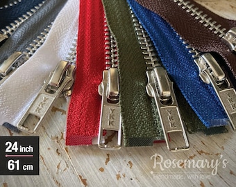 YKK High Quality 61cm / 24inch No. 5 Weight Metal Open End Zips. Nine Colours to choose from.