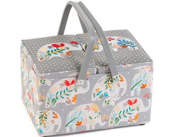 Elephant Appliqué  Large Sewing Box by HobbyGift