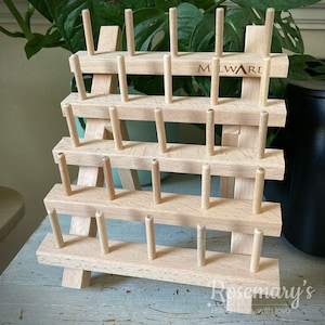 Small Beech Wood 25 Spool Holder Rack Organiser Stand or Wall Mount by Milward