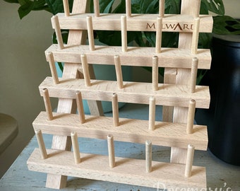 Small Beech Wood 25 Spool Holder Rack Organiser Stand or Wall Mount by Milward