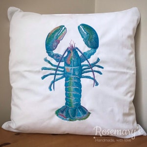 Cushion cover 45x45cm Blue Lobster Embroidered with a Choice of Fabric Colours