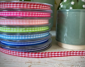 Gingham 6mm ribbon. 8 colours to choose from.