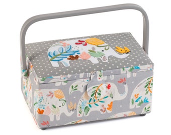 Appliqué Elephant Medium Sewing Box by HobbyGift