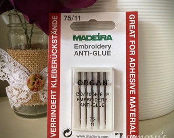 Agujas antiadherentes para máquina de bordar Madeira, finas, 75 (11)