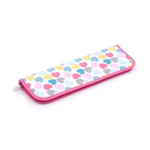 Estuche con cremallera de HobbyGift con corazones de amor y alfileres de punto de oro rosa incluidos