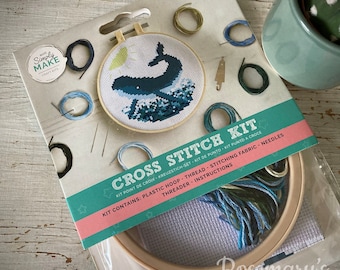 Make Your Own DIY Whale Cross Stitch Hoop Kit Simply Make by DoCrafts