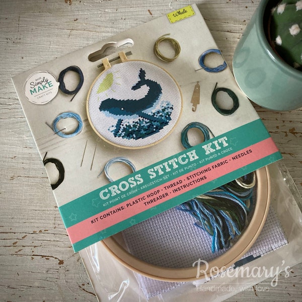 Make Your Own DIY Whale Cross Stitch Hoop Kit Simply Make by DoCrafts