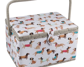 Dachshund Sausage Dog Large Sewing Box by HobbyGift