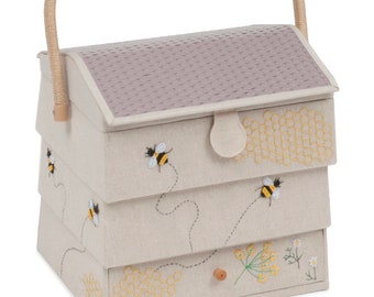 Bee Hive Appliqué Extra Large XL Sewing Box by HobbyGift
