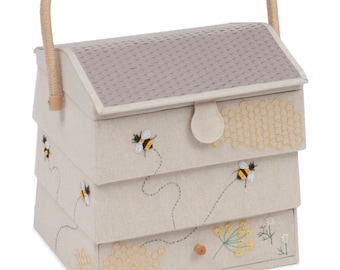 Bee Hive Appliqué Extra Large XL Sewing Box by HobbyGift