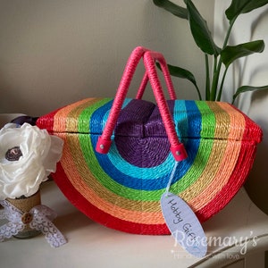 Rainbow Wicker Sewing Box by HobbyGift