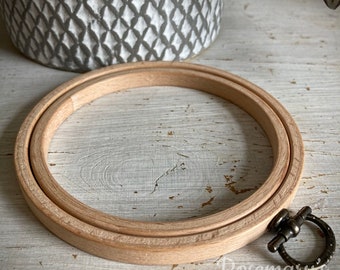 Wooden display embroidery hoop 8mm depth in approx sizes 4”, 5”, 6”, 7.5”, 8.5”, 10”, 12” to choose from by Nurge