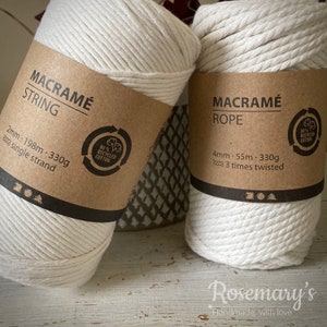 Quality Macramé Cord 2mm and 4mm thickness with 6 colours to choose from by Creativ Company.