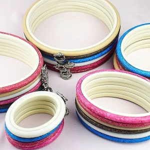 Flexi woodgrain effect round and oval embroidery hoops 10 sizes (3", 4.5", 6", 7", 8.5", and more) plus 6 colours to choose from  by Nurge