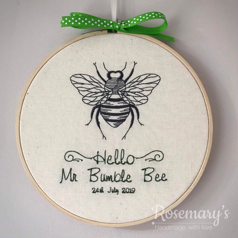 Embroidery Hoop BumbleBee with Laurel Hoop image 4