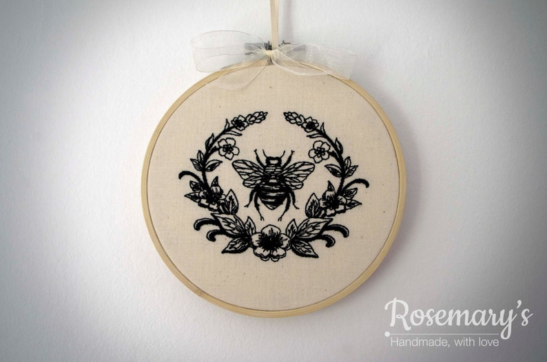 Embroidery Hoop BumbleBee with Laurel Hoop image 1