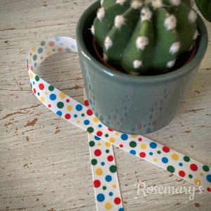 Spotty &quot;Mr Tumble&quot; and &quot;Children In Need&quot; Style Taffeta 15mm ribbon by Habicraft. Multibuy / Bulk Buy Discount!