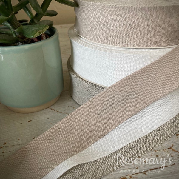 High Quality Luxury Linen and Cotton 30mm folded bias binding by Byetsa. Multibuy / Bulk Buy Discount!