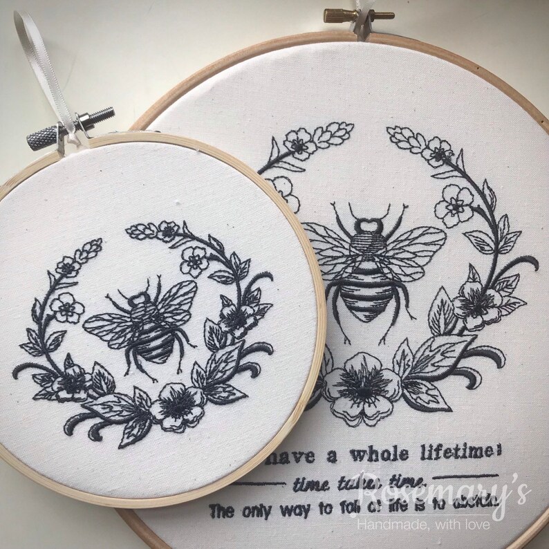 Embroidery Hoop BumbleBee with Laurel Hoop image 3