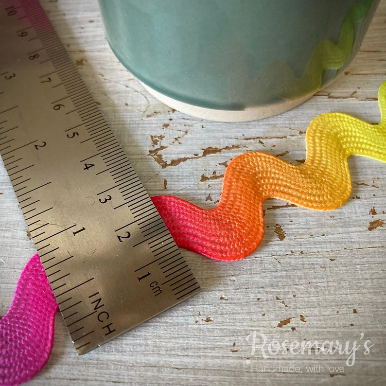 Rainbow Coloured Ric Rac Rayon 4mm / 10mm / 15mm; 3 Sizes to Choose ...