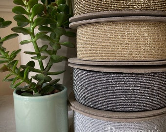 Lurex 40mm Elastic Gold on White / Black or Silver on White / Black. Multibuy / Bulk Buy Discounts!