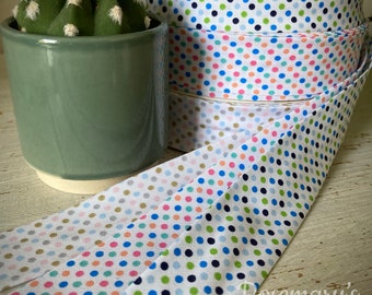 Polka Dots 30mm folded bias binding three colour options by Byetsa. Multibuy / Bulk Buy Discount!