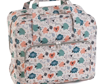 Sac De Rangement Tricot Hobby Gift - En Coton, Avec Compartiment Aiguilles Zippé - Pour Fils Et Projets Jusqu’à 40 Cm - Poignées Et œillet Pour Fil