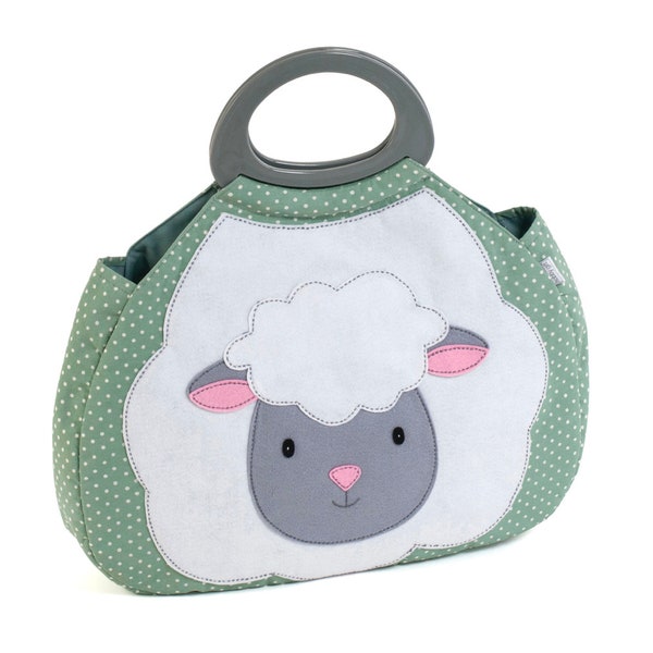 Sac à tricoter froncé en tricot avec appliqué mouton par HobbyGift