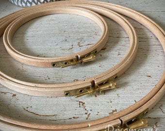 High Quality Wooden Embroidery Hoop 4”, 5”, 6”, 7”, 8”, 9”, 10”, 12” to choose from. Made in UK.