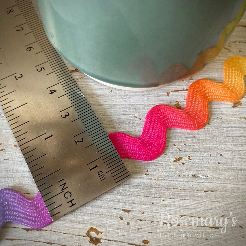 Rainbow Coloured Ric Rac Rayon 4mm / 10mm / 15mm; 3 Sizes to Choose ...
