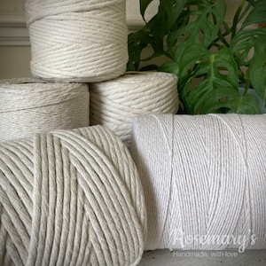 Cordón de macramé natural 100 % algodón, grosores de 2 mm, 3 mm, 4 mm, 5 mm y 7 mm. Fabricado en el Reino Unido.