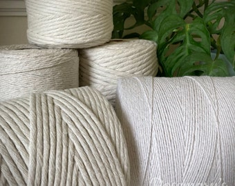 Natural Macramé Cord 100% Cotton 2mm, 3mm, 4mm, 5mm, and 7mm thickness. Made in the UK. Multibuy / Bulk Buy Discount!