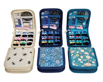 Kit de costura con cremallera impreso en tres diseños diferentes, estilo William Morris, de Hobby Gift