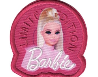 Limited Edition Barbie Print with Embroidered Text and Edge Iron On / Sew On Motif / Patch by Mattel 66mm x 64mm