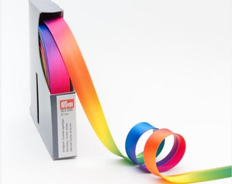 Hoge kwaliteit Duchesse Rainbow 20 mm biaisband enkelvoudig gevouwen van Prym. Multibuy/bulkkoopkorting!