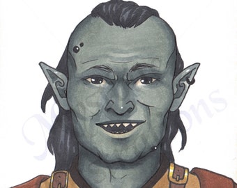 Hand Drawn RPG Character Headshot Drawing