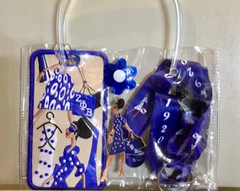 Zeta Phi Beta Flower Lady Diva Handle Gift Pouch