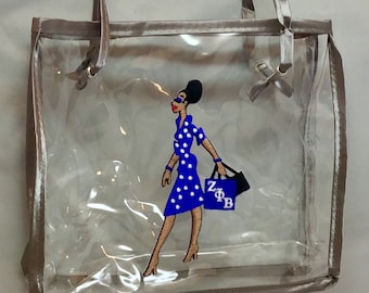 Zeta Phi Beta Clear Diva Make-up Bag (8”x2.75”x 7”)
