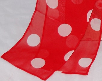 Red/White Polka Dot Scarf 60”x6”