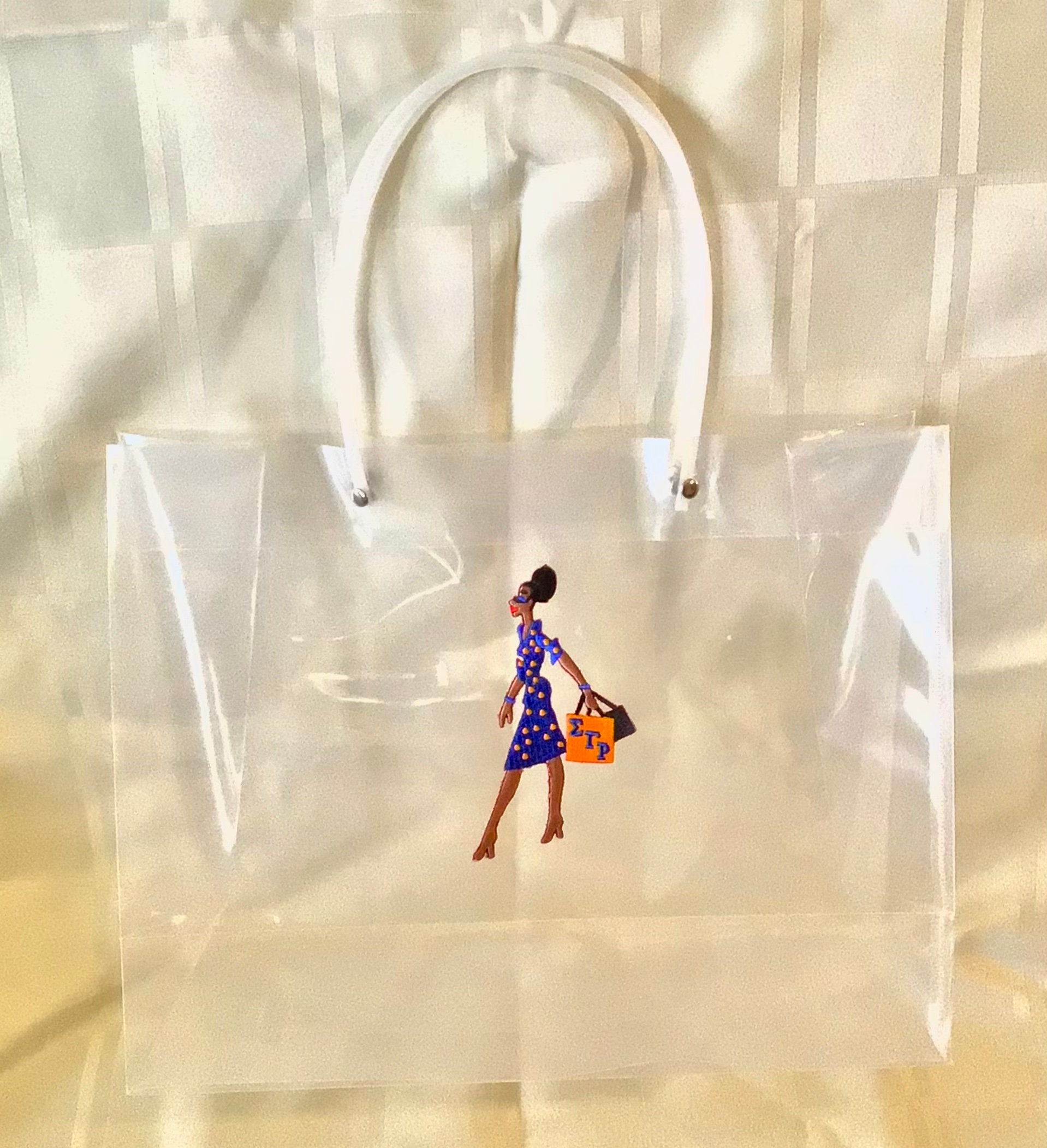 New Large Sigma Gamma Rho Sorority Clear Diva Shopping Bag 