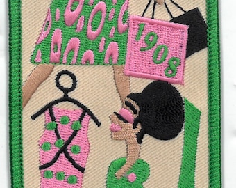 Pink &Green Embroidered 1908  Lady Diva Luggage Tag