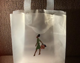 New 1908 Sorority Frosty Clear Diva Shopping Bag (13”x5”x10”)