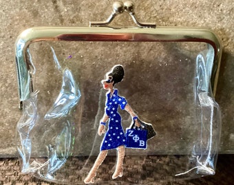 New Diva Zeta Phi Beta Sorority Clear Accessories/Lipstick/Change Purse (4.7”x3.5”)