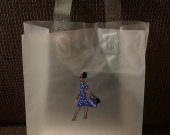 New Zeta Phi Beta Sorority Frosty Clear Diva Shopping Bag (10”x5”x13”)